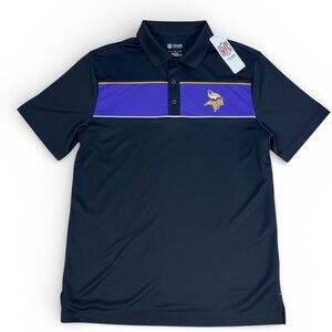 NFL Minnesota Vikings Team Apparel Golf Polo Shirt Black Purple Men's Large NWT
